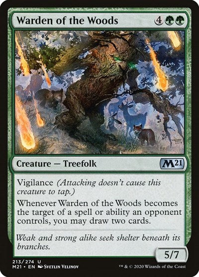 Warden of the Woods M21 #213 (Near Mint Uncommon) Magic: The Gathering: Core Set 2021