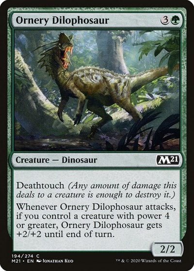 Ornery Dilophosaur M21 #194 (Near Mint Common) Magic: The Gathering: Core Set 2021