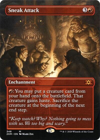 Sneak Attack Borderless Foil 2XM #348 (Near Mint Mythic Rare) Magic: The Gathering: Double Masters