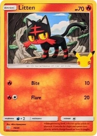 Litten - 15/25 Holofoil M21 #015/025 (Near Mint Promo) Pokemon: McDonald's 25th Anniversary Promos