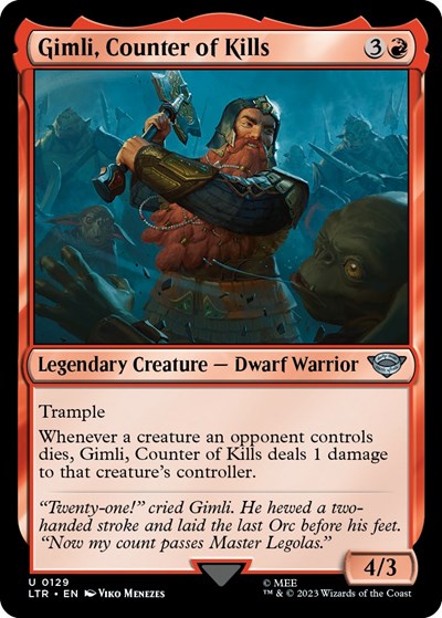 Gimli Counter of Kills LTR #129 (Near Mint Uncommon) Magic: The Gathering: Universes Beyond: The Lord of the Rings: Tales of Middle-earth
