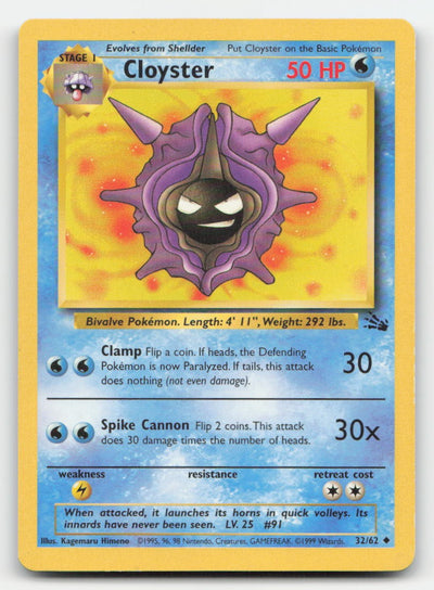 Cloyster Unlimited Fossil 32/62 UC Pokemon LP