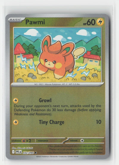 Pawmi Reverse Holo Phantasmal Flames 032/094 C Pokemon NM