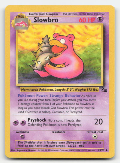 Slowbro Unlimited Fossil 43/62 UC Pokemon MP
