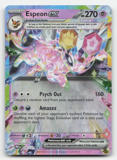 Espeon ex Holo Prismatic Evolutions 034/131 Double Rare Pokemon NM