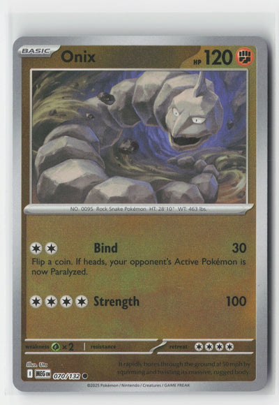 Onix Reverse Holo ME01: Mega Evolution MEG 070/132 Pokemon TCG
