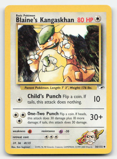 Blaine's Kangaskhan Unlimited Gym Heroes 36/132 UC Pokemon LP