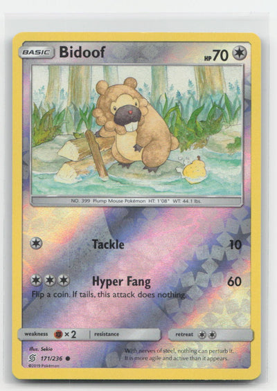 Bidoof Reverse Holo Unified Minds 171/236 C Pokemon MP