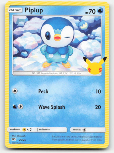 Piplup McDonald's 25th Anniversary Promos 020/025 P Pokemon NM