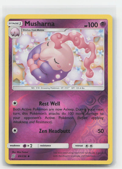 Musharna Reverse Holo Unified Minds 89/236 UC Pokemon LP