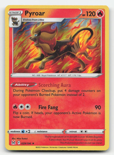 Pyroar Holo Lost Origin 029/196 R Pokemon NM