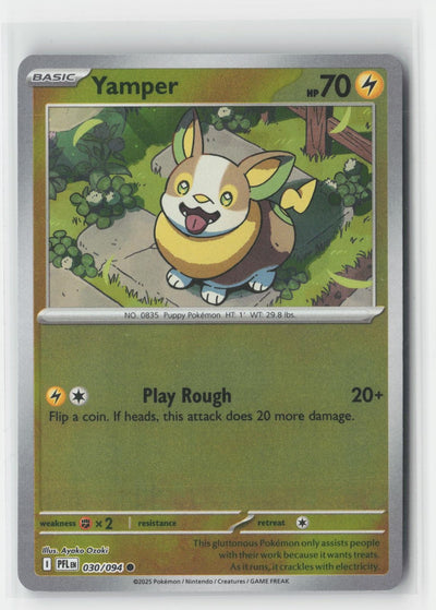 Yamper Reverse Holo Phantasmal Flames 030/094 C Pokemon NM