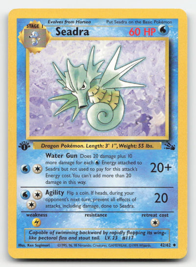 Seadra 1st Edition Fossil 42/62 UC Pokemon MP