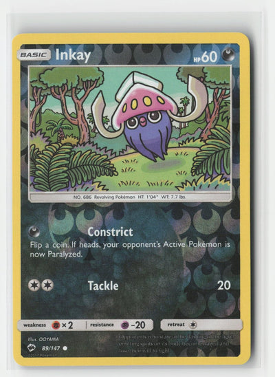 Inkay Reverse Holo Burning Shadows 89/147 C Pokemon NM