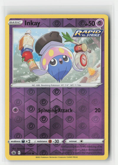 Inkay Reverse Holo Chilling Reign 069/198 C Pokemon NM