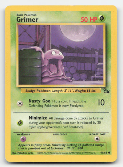 Grimer Unlimited Fossil 48/62 C Pokemon HP
