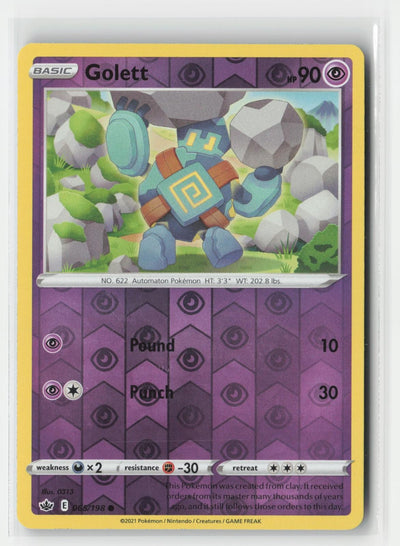 Golett Reverse Holo Chilling Reign 065/198 C Pokemon NM