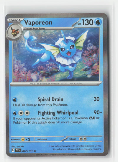 Vaporeon Holo Holo Prismatic Evolutions 022/131 R Pokemon NM