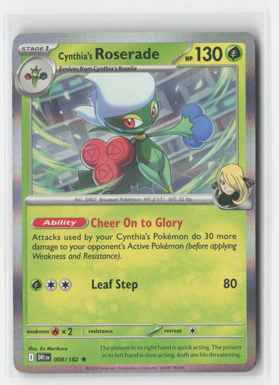 Cynthia's Roserade Holo Destined Rivals 008/182 R Pokemon NM