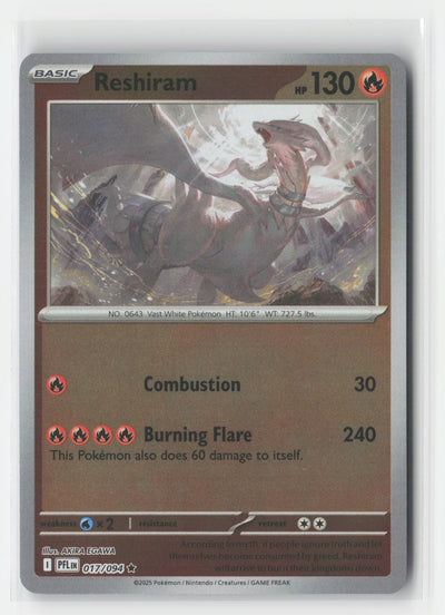 Reshiram Reverse Holo Phantasmal Flames 017/094 R Pokemon NM
