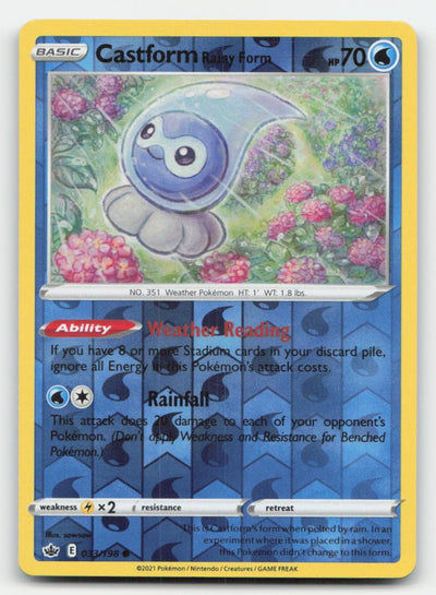 Castform Rainy Form Reverse Holo Chilling Reign 033/198 C Pokemon NM