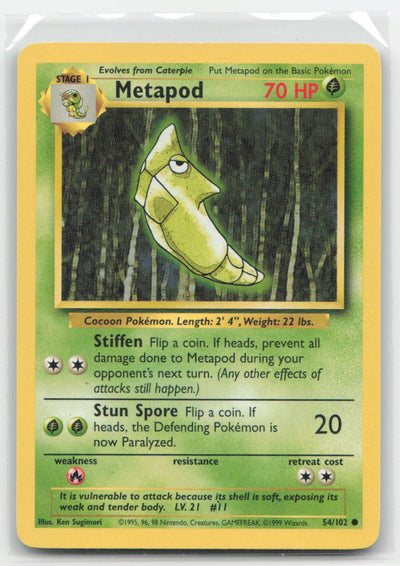 Metapod Base Set Unlimited 54/102 C Pokemon MP