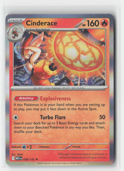 Cinderace Holo Mega Evolution 028/132 R Pokemon NM