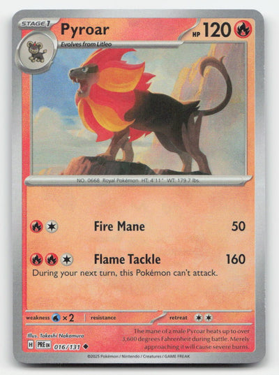 Pyroar (Master Ball Pattern) Prismatic Evolutions 016/131 UC Pokemon LP