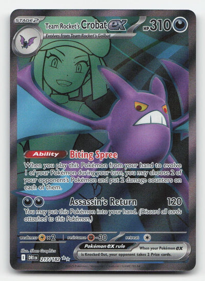 Team Rocket's Crobat ex Holo Destined Rivals 217/182 Ultra Rare Pokemon NM