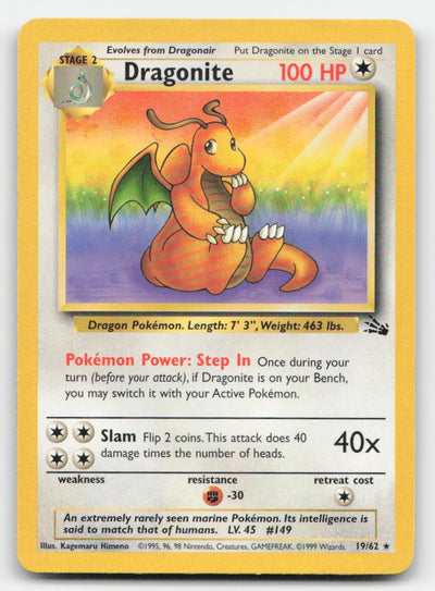 Dragonite Unlimited Fossil 19/62 R Pokemon MP