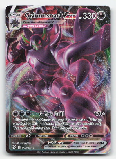 Grimmsnarl VMAX Holo Darkness Ablaze 115/189 VMAX Rare Pokemon LP