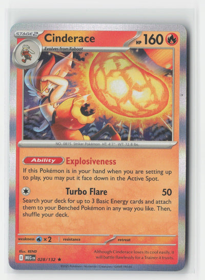 Cinderace Holo ME01: Mega Evolution MEG 028/132 Pokemon TCG