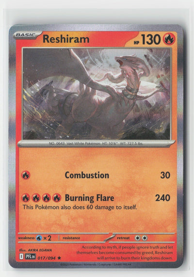 Reshiram Holofoil ME02: Phantasmal Flames PFL 017/094 Pokemon TCG