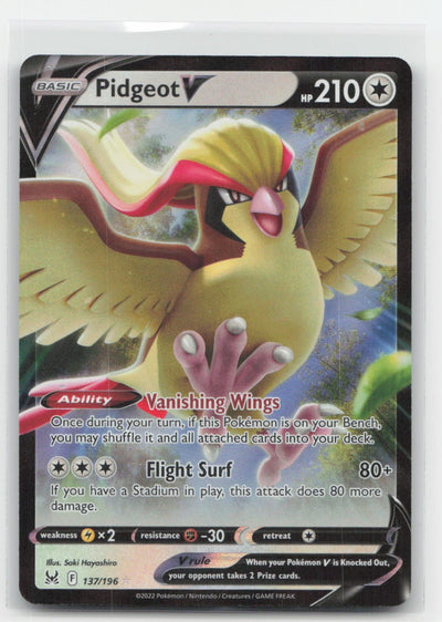 Pidgeot V Holo Lost Origin 137/196 V Rare Pokemon LP