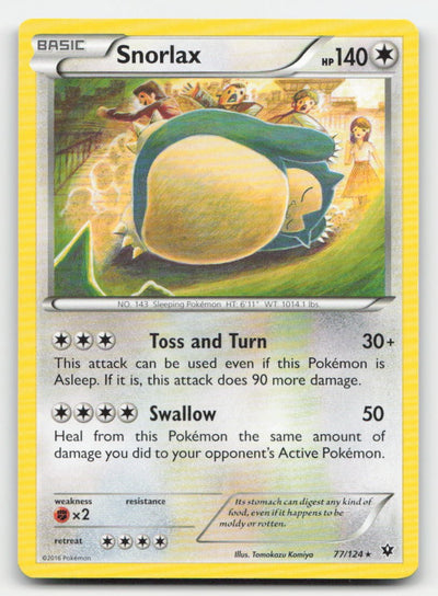 Snorlax Fates Collide 77/124 R Pokemon MP