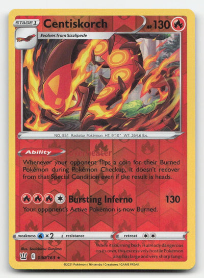 Centiskorch Reverse Holo Battle Styles 030/163 R Pokemon NM