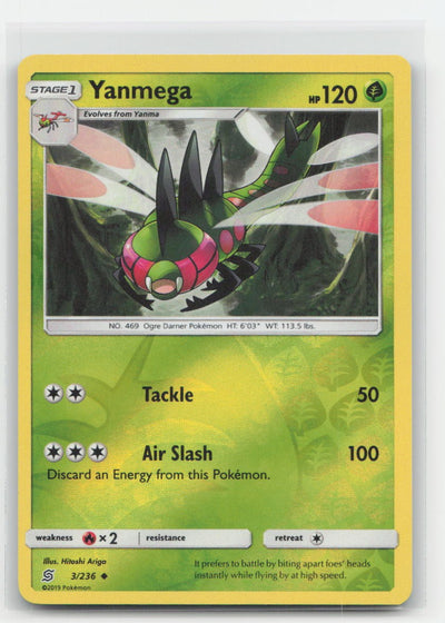 Yanmega Reverse Holo Unified Minds 3/236 UC Pokemon LP