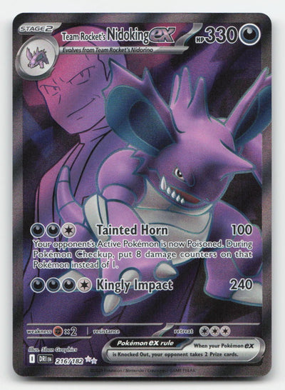Team Rocket's Nidoking ex Holo Destined Rivals 216/182 Ultra Rare Pokemon NM