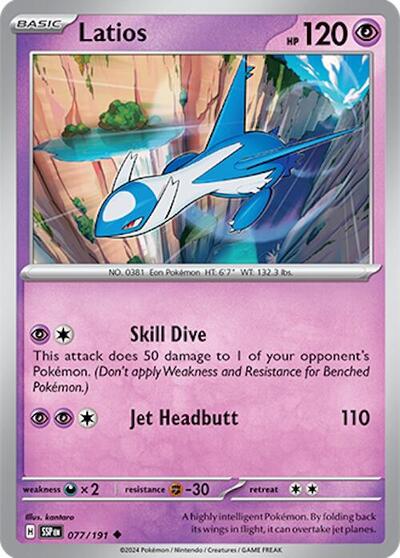 Latios 077 191 SSP #077/191 (Near Mint Uncommon) Pokemon: SV08: Surging Sparks