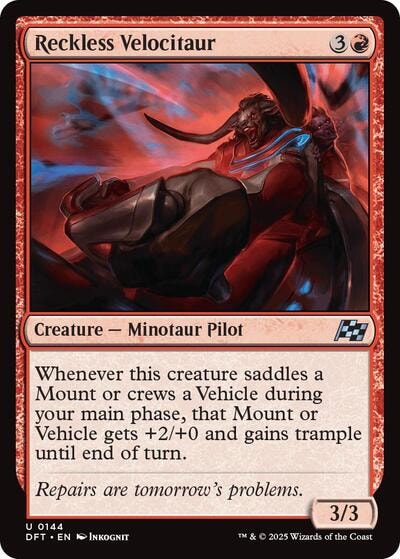 Reckless Velocitaur DFT #144 (Near Mint Uncommon) Magic: The Gathering: Aetherdrift