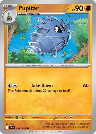 Pupitar Reverse Holofoil JTG #081/159 (Near Mint Common) Pokemon: SV09: Journey Together
