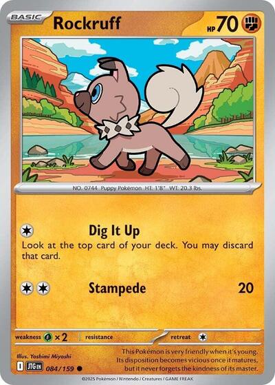 Rockruff Reverse Holofoil JTG #084/159 (Near Mint Common) Pokemon: SV09: Journey Together