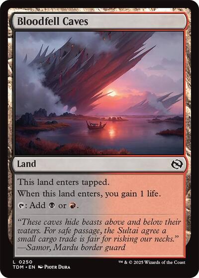 Bloodfell Caves Tarkir: Dragonstorm TDM #250 (Land) Magic: The Gathering: