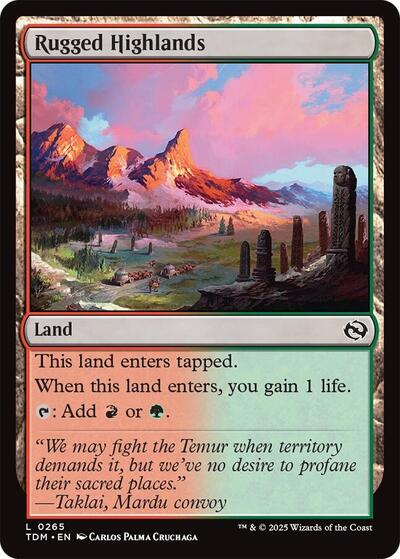 Rugged Highlands Tarkir: Dragonstorm TDM #265 (Land) Magic: The Gathering:
