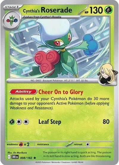 Cynthias Roserade Reverse Holofoil DRI #008/182 (Near Mint Rare) Pokemon: SV10: Destined Rivals