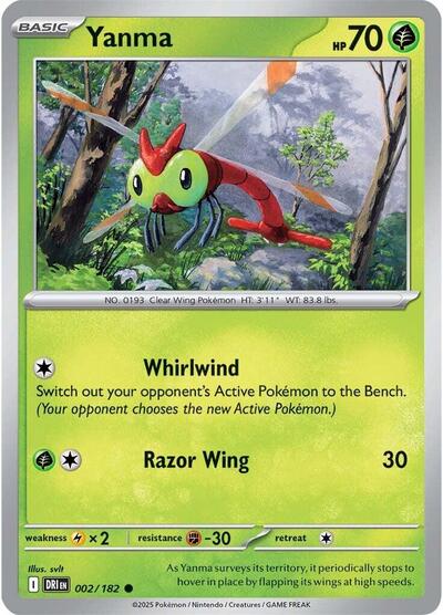 Yanma 002 182 Reverse Holofoil DRI #002/182 (Near Mint Common) Pokemon: SV10: Destined Rivals