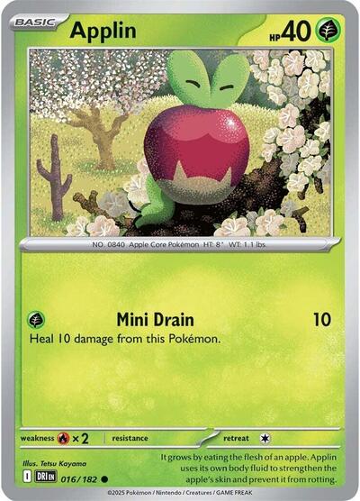Applin Reverse Holofoil DRI #016/182 (Near Mint Common) Pokemon: SV10: Destined Rivals