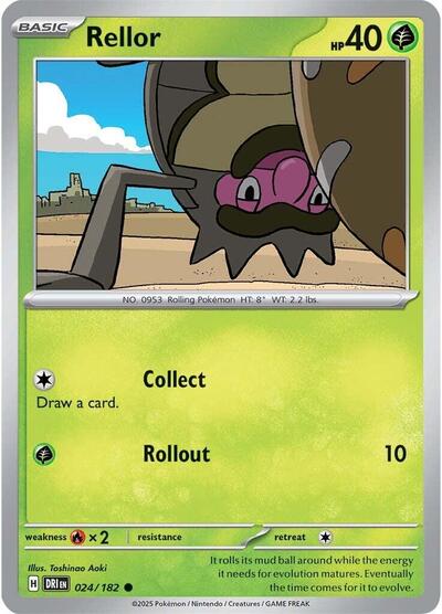 Rellor Reverse Holofoil DRI #024/182 (Near Mint Common) Pokemon: SV10: Destined Rivals
