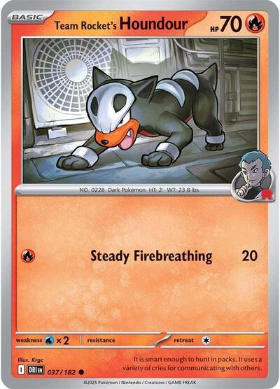 Team Rockets Houndour Reverse Holofoil DRI #037/182 (Near Mint Common) Pokemon: SV10: Destined Rivals