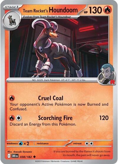 Team Rockets Houndoom 038 182 Reverse Holofoil DRI #038/182 (Near Mint Uncommon) Pokemon: SV10: Destined Rivals